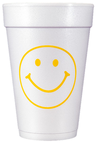 Pre-Printed Styrofoam Cups<br> Smiley Face (yellow)