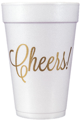 Pre-Printed Styrofoam Cups<br> Cheers! (gold)