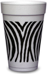 Pre-Printed Styrofoam Cups<br> Zebra (black)