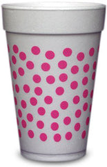 Pre-Printed Styrofoam Cups<br> Polka Dots (hot pink)