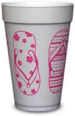 Pre-Printed Styrofoam Cups<br> Beach (hot pink)