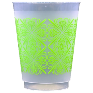 Pre-Printed Frost-Flex Cups, Patterns (lime) - Limelight Paper & Partyware