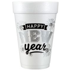 Pre-Printed Styrofoam Cups<br> Happy New Year Firework
