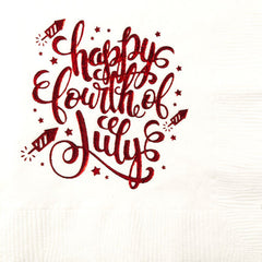 Pre-Printed Beverage Napkins<br> Happy Fourth of July