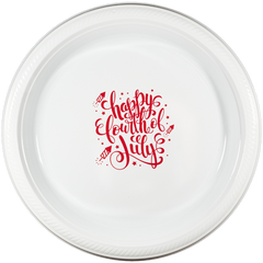 Pre-Printed 10" Plastic Plates<br> Happy Fourth of July