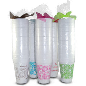 Personalized Styrofoam Cups Wrapped in Pattern Design