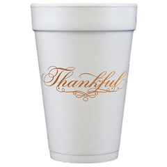 Pre-Printed Styrofoam Cups<br> Thankful Script