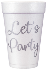 Pre-Printed Styrofoam Cups<br> Let's Party (silver)