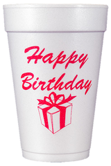 Pre-Printed Styrofoam Cups<br> Happy Birthday (red)