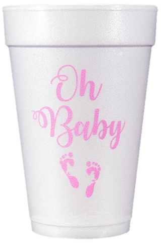 Pre-Printed Styrofoam Cups<br> Oh Baby (pink)
