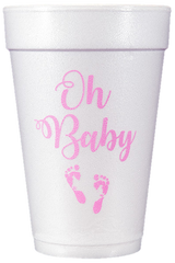Pre-Printed Styrofoam Cups<br> Oh Baby (pink)