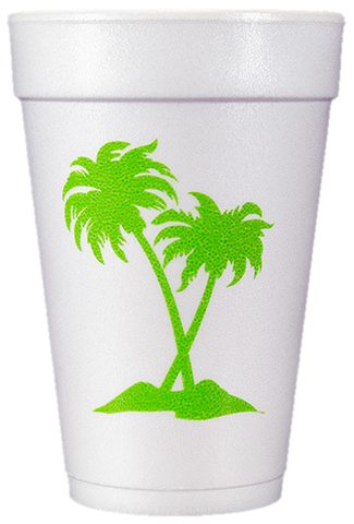 Pre-Printed Styrofoam Cups<br> Palm Trees (lime)