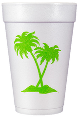 Pre-Printed Styrofoam Cups<br> Palm Trees (lime)
