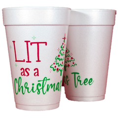 Pre-Printed Styrofoam Cups<br> Lit as a Christmas Tree