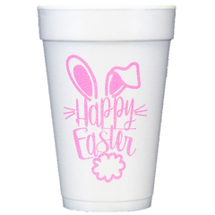 Pre-Printed Styrofoam Cups<br> Happy Easter Bunny Ears/Tail