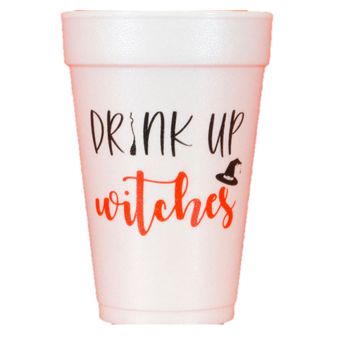 Pre-Printed Styrofoam Cups<br> Drink Up Witches