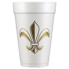 Pre-Printed Styrofoam Cups<br> Mardi Gras Fleur De Lis