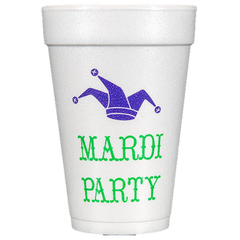 Pre-Printed Styrofoam Cups<br> Mardi Party Mask