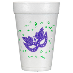 Pre-Printed Styrofoam Cups<br> Mardi Gras Mask