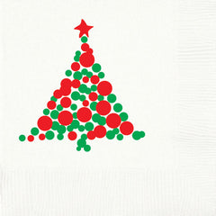 Pre-Printed Beverage Napkins<br> Christmas Tree Dots