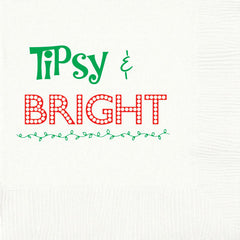 Pre-Printed Beverage Napkins<br> Tipsy & Bright