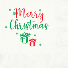 Pre-Printed Beverage Napkins<br> Merry Christmas Gifts