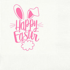 Pre-Printed Beverage Napkins<br> Happy Easter Bunny Ears/Tail