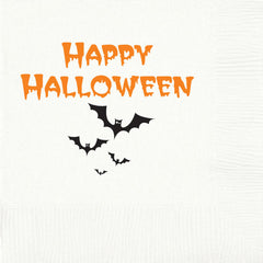 Pre-Printed Beverage Napkins<br> Happy Halloween w/Bats