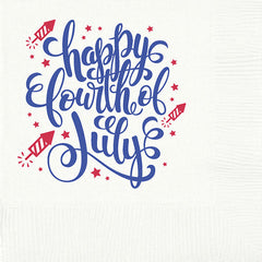 Pre-Printed Beverage Napkins<br> Happy Fourth of July