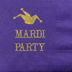 Pre-Printed Beverage Napkins<br> Mardi Party Mask