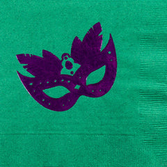 Pre-Printed Beverage Napkins<br> Mardi Gras Mask