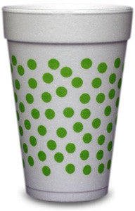 Pre-Printed Styrofoam Cups<br> Polka Dots (lime)