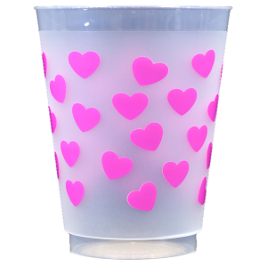 Pre-Printed Frost-Flex Cups<br> Hearts (hot pink)