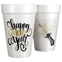 Pre-Printed Styrofoam Cups<br> Happy New Year Script