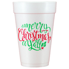 Pre-Printed Styrofoam Cups<br> Merry Christmas Y'all