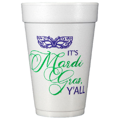 Pre-Printed Styrofoam Cups<br> Mardi Gras Y'all