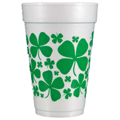 Pre-Printed Styrofoam Cups<br> Scattered Shamrocks