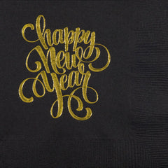 Pre-Printed Beverage Napkins<br> Happy New Year Script