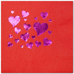 Pre-Printed Beverage Napkins<br> Scattered Hearts